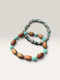 Light Blue Skull & Bead Bracelet