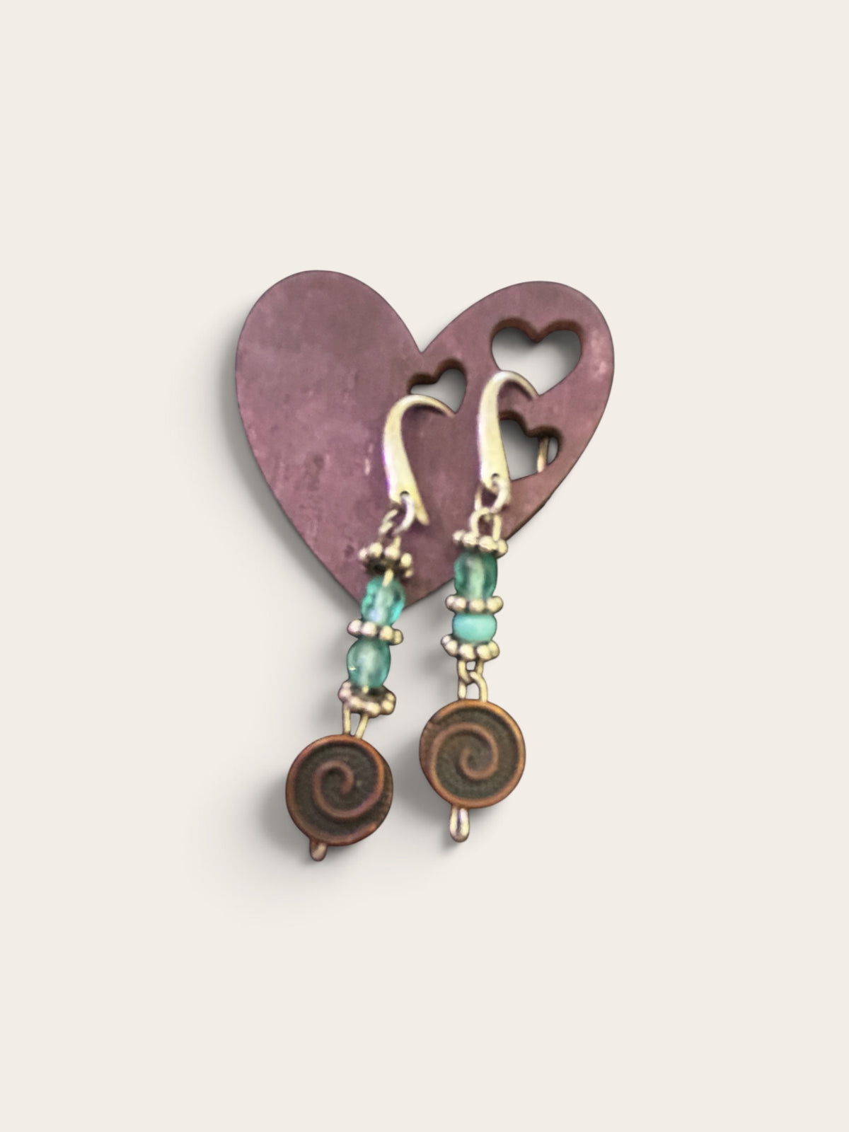 Wooden Heart Token Earrings