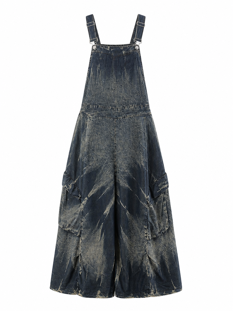 Adventurous Wide Leg Distressed Overalls