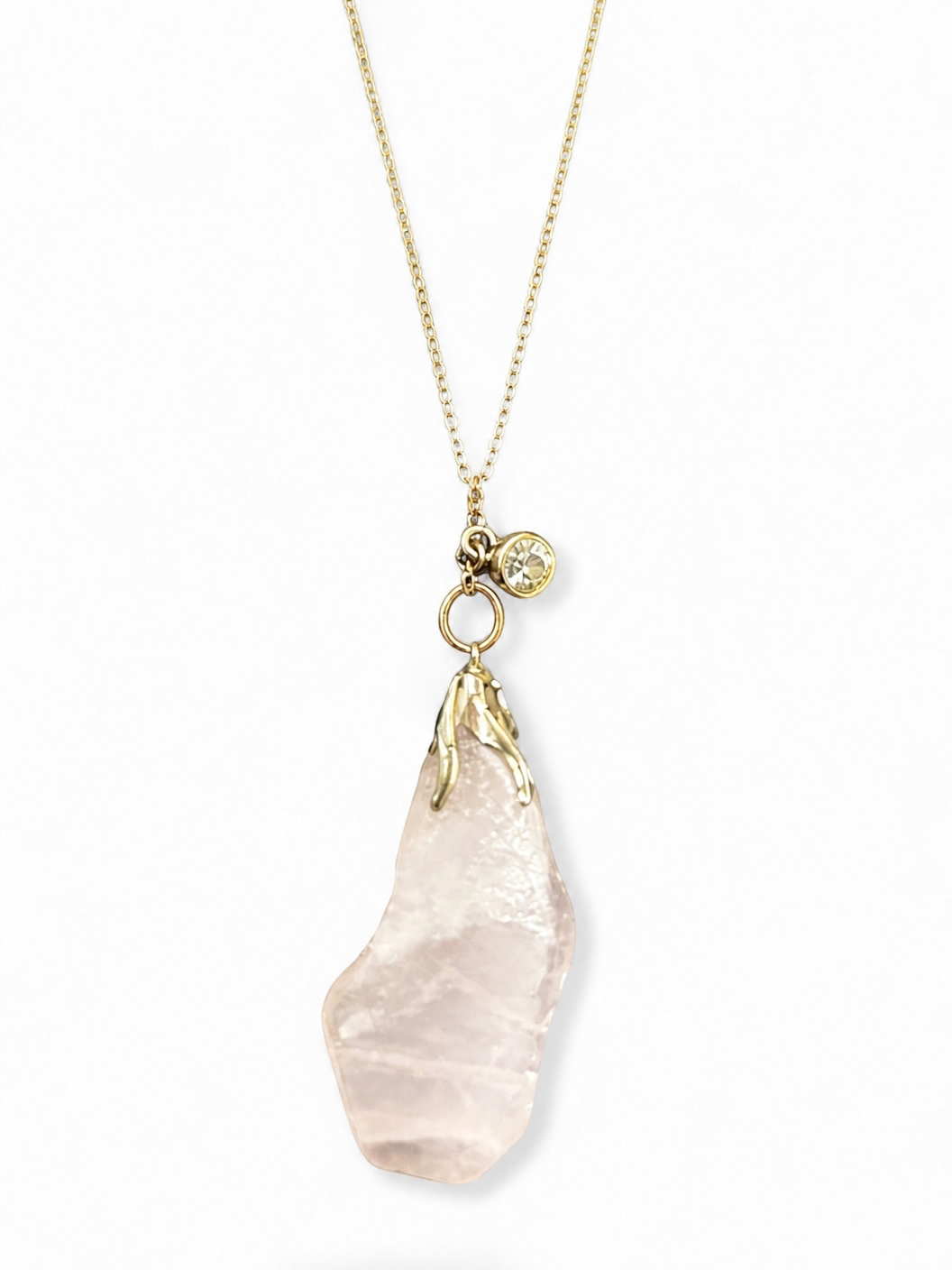 Delicate Rose Quartz Crystal Pendant Necklace Accessory