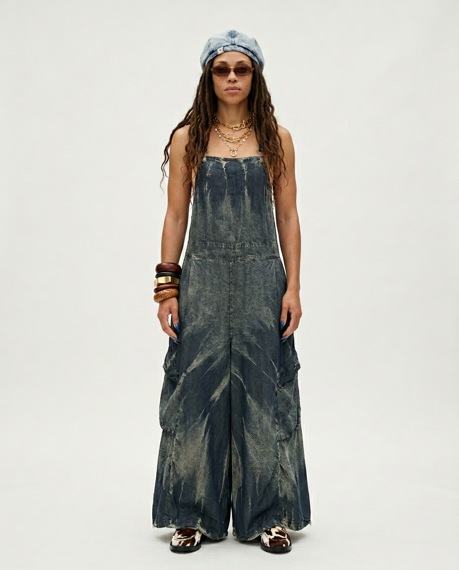 Adventurous Wide Leg Distressed Overalls