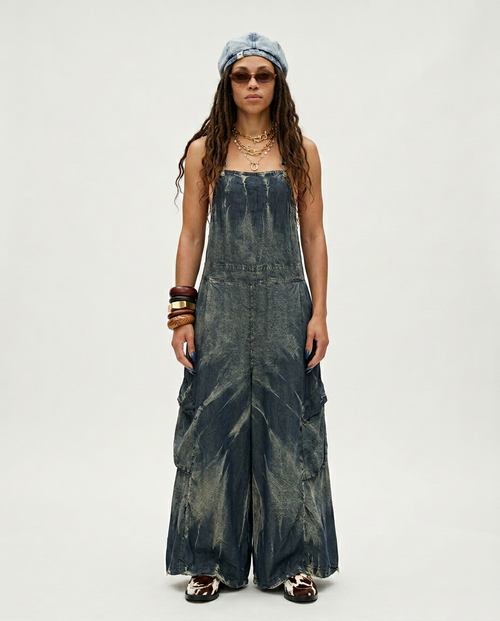 Adventurous Wide Leg Distressed Overalls